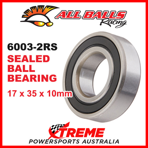 All Balls 6003-2RS 17x35x10mm Sealed Ball Bearing ABEC-3 Triple Lip Seal