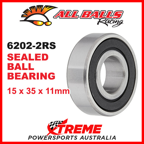 All Balls 6202-2RS 15x35x11mm Sealed Ball Bearing ABEC-3 Triple Lip Seal