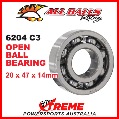 All Balls 6204 C3 Crankshaft 20x47x14mm Sealed Ball Bearing ABEC-3 Triple Lip Seal