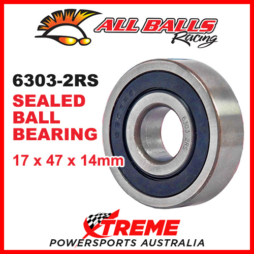 All Balls 6303-2RS 17x47x14mm Sealed Ball Bearing ABEC-3 Triple Lip Seal