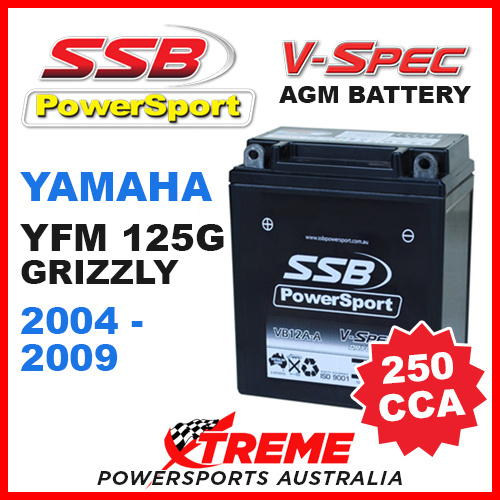 SSB 12V V-SPEC DRY CELL 250 CCA AGM BATTERY YAMAHA YFM125G GRIZZLY 2004-2009