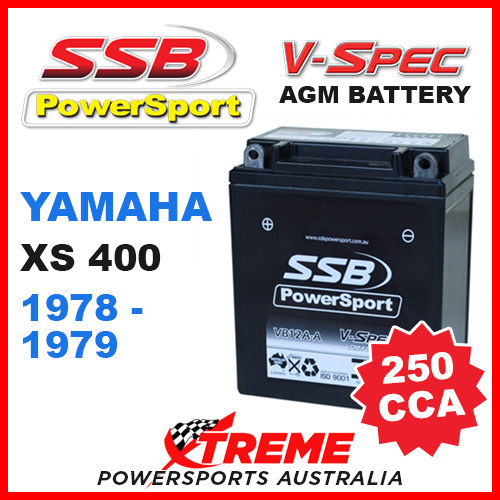 SSB 12V V-SPEC DRY CELL 250 CCA AGM BATTERY YAMAHA XS400 XS 400 1978-1979