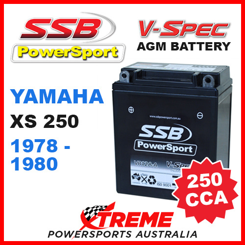 SSB 12V V-SPEC DRY CELL 250 CCA AGM BATTERY YAMAHA XS250 XS 250 1978-1980