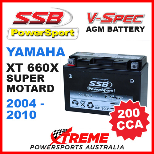 SSB 12V V-SPEC DRY CELL 200 CCA AGM BATTERY YAMAHA XT660X SUPERMOTARD 2004-2010