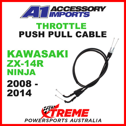 A1 Powerparts Kawasaki ZX-14R Ninja 2006-2014 Throttle Push/Pull Cable 53-408-10