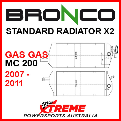 Psychic/Bronco GasGas MC200 MC 200 2007-2011 STANDARD Dual Radiator