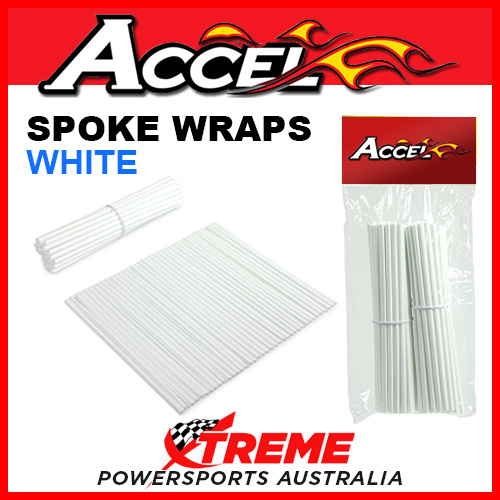 Accel White 21/18" Front & Rear Spoke Wraps Wheel Skins MX Dirt Bike Off Road