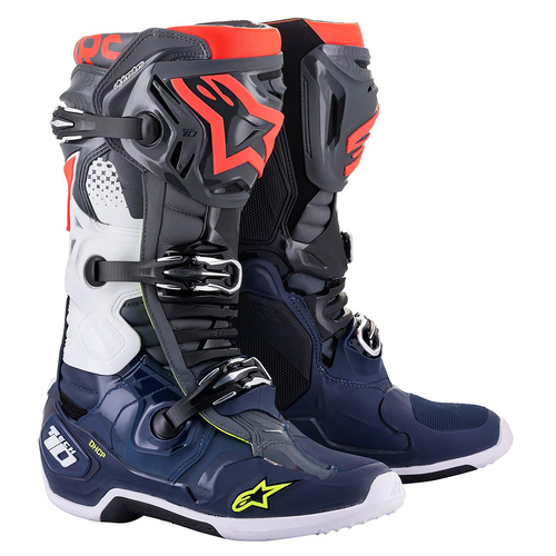 Alpinestars Tech 10 Adult Boots MX Dark Grey/Dark Blue/Red Size 8