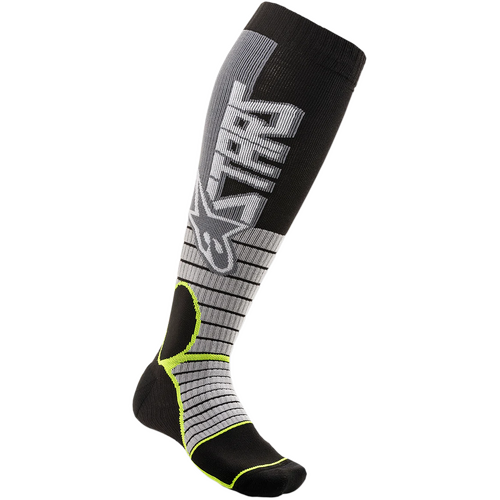 Alpinestars MX Pro Sock Cool Grey/Fluo Yellow Size 10-14, Large