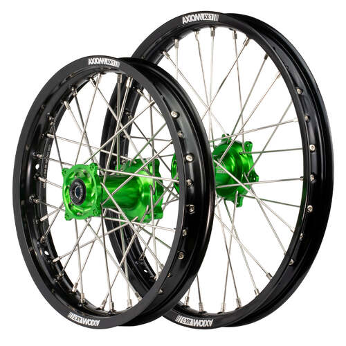 Axiom 19/16 Black/Green Wheel Set for Kawasaki KX85 2001-2024