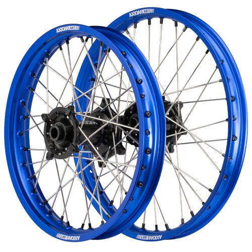 Axiom 21/18 Blue/Black Wheel Set w/ Black Nipples for Suzuki DRZ400E 2000-2024