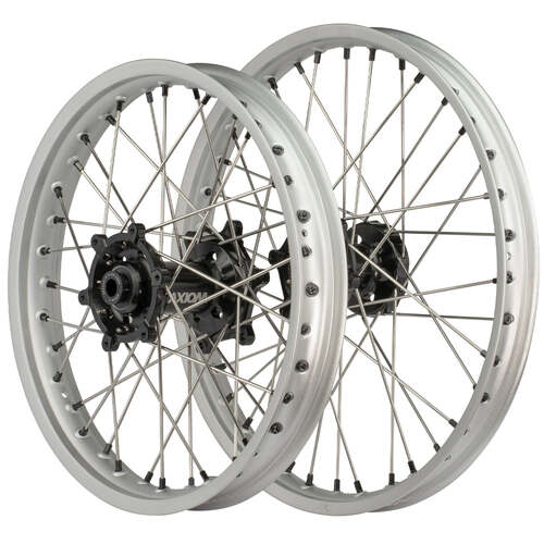 Axiom 21/18 Silver/Black Wheel Set w/ Black Nipples for Honda CRF450R 2013-2024