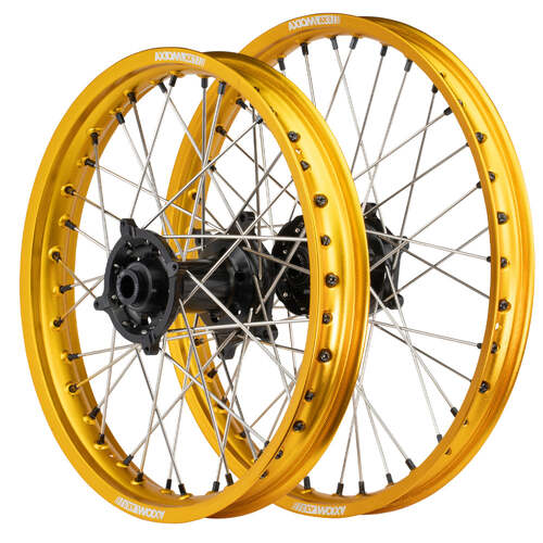 Axiom 21/18 Gold/Black Wheel Set w/ Black Nipples for KTM 125 EXC 2003-2017