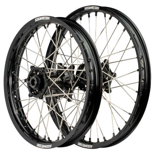 Axiom 21/18 Black/Black Wheel Set w/ Black Nipples for KTM 125 EXC 2003-2017