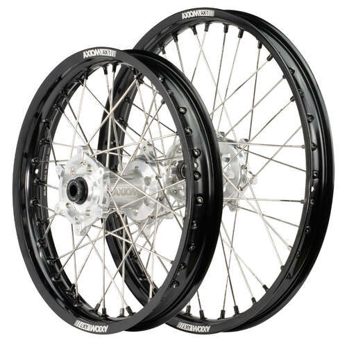 Axiom 21/19 Black/Silver Wheel Set w/ Black Nipples for KTM 250SX 2003-2024