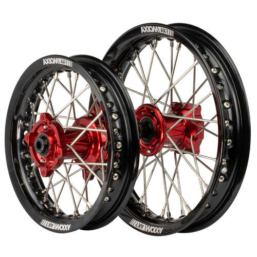 Axiom 12/10 Black/Red Wheel Set for Husqvarna TC65 2017-2023