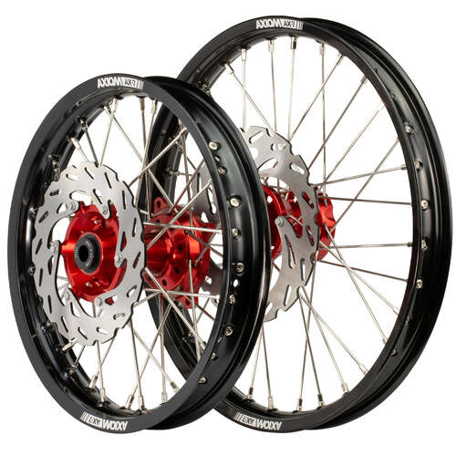 Axiom 19/16 Black/Red Wheels Set + Discs for Honda CR85R 1996-2007