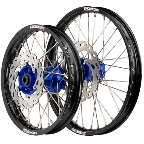 Axiom 17/14 Black/Blue Wheels Set + Discs for Yamaha YZ85 2002-2024