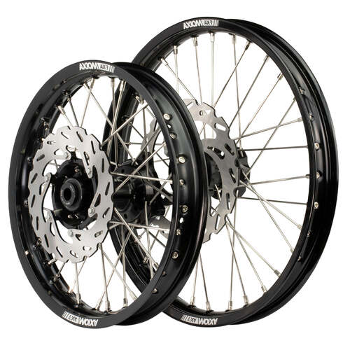 Axiom 17/14 Black/Black Wheels Set + Discs for Yamaha YZ85 2002-2024