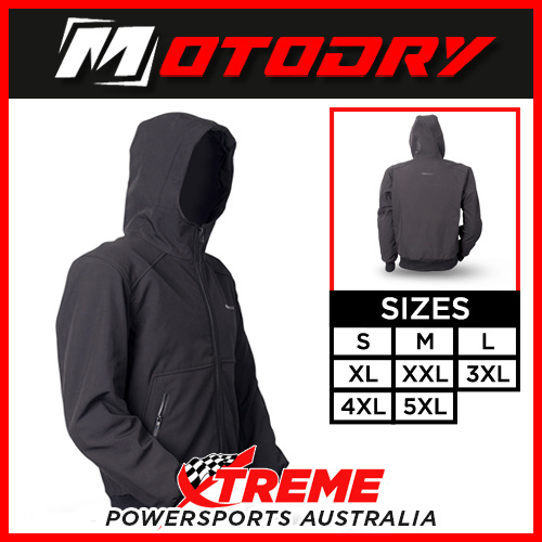 Mens Motorcycle Jacket Hoody Black Motodry Small