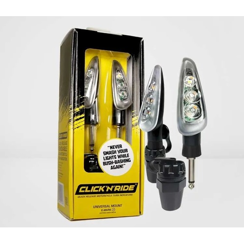 CLICK n RIDE 4-Pack Quick Release Motorcycle LED Turn Indicators Universal Fit