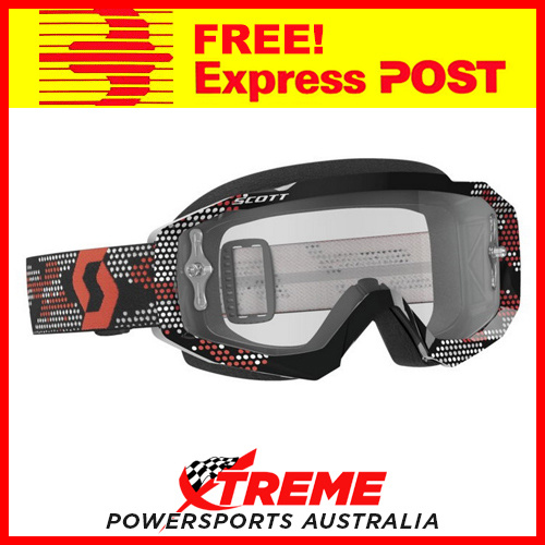 Scott Black/Red Hustle MX Goggles With Clear Lens Motocross Dirt Bike