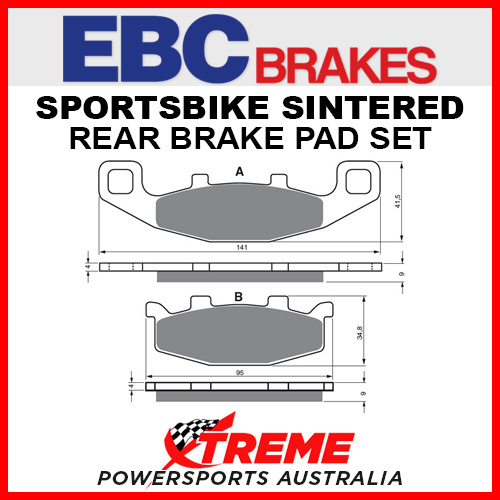 EBC Kawasaki GPX750R 1987-1989 Sportsbike Sintered Rear Brake Pad FA129HH