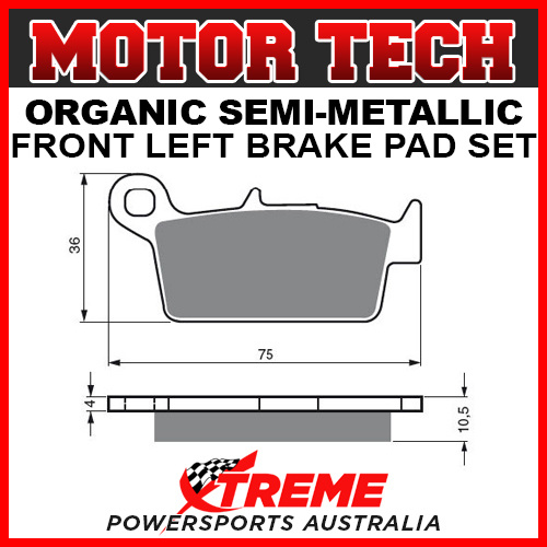 Motor Tech Kawasaki KLF400 Bayou 1993-1999 Semi-Metallic Front Left Brake Pads FA131