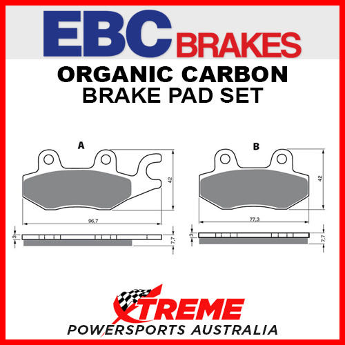 EBC Kawasaki KLF400 Bayou 1993-1999 Organic Carbon Front Right Brake pad FA165TT