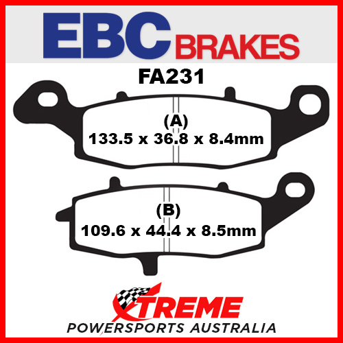 Kawasaki ER-6n Non ABS 12-15 EBC Front Right Organic Brake Pads, FA231