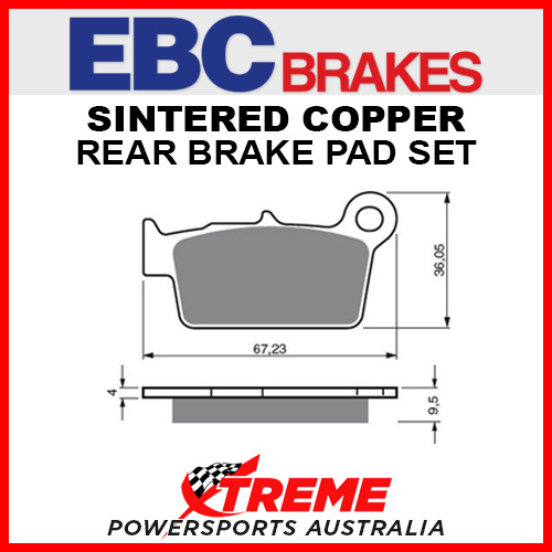 EBC Kawasaki KX 450F 2006-2018 Sintered Copper Rear Brake Pad FA367R