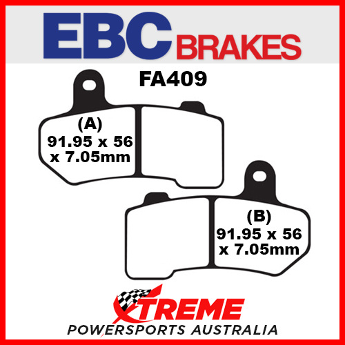 Harley Davidson Road Glide Ultra 11-12 EBC Semi Sintered Rear Brake Pads, FA409V