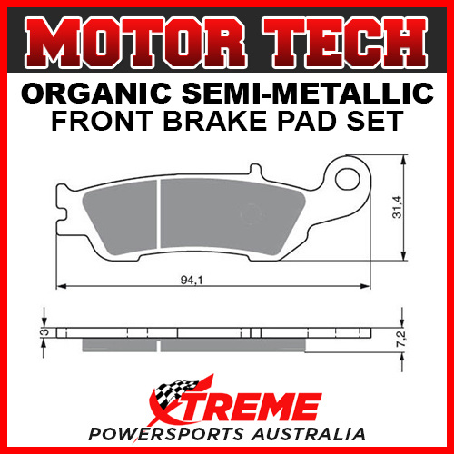 Motor Tech Yamaha YZ125 2008-2018 Semi-Metallic Front Brake Pad FA450