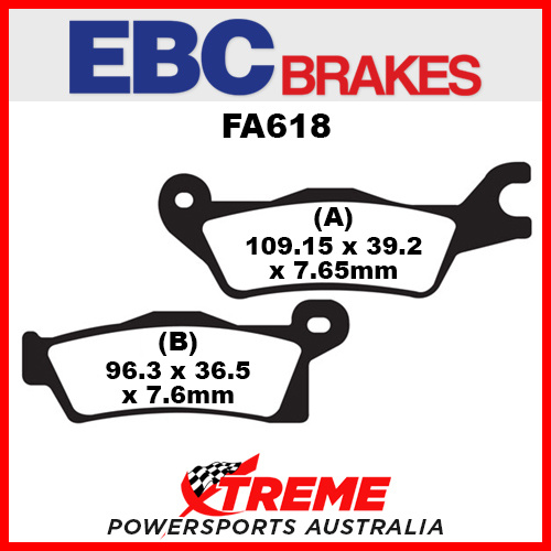 Can Am Outlander 800 R 4x4 13-14 EBC Copper Sintered Rear Left Brake Pads, FA618R