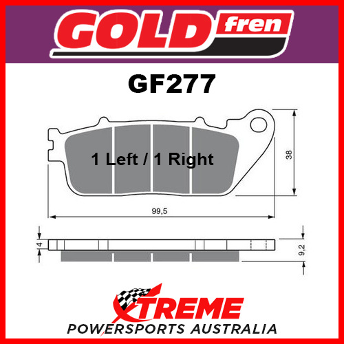 Honda CB 1000 09-15 Goldfren Sintered Dual Sport Rear Brake Pads GF277S3