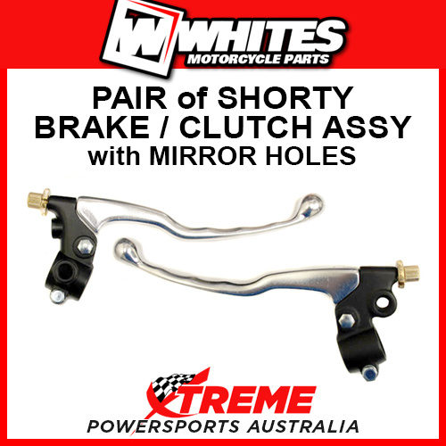 Whites Universal Fit Pair Clutch/Brake Lever Assembly w/ Mirror Hole LAPR36