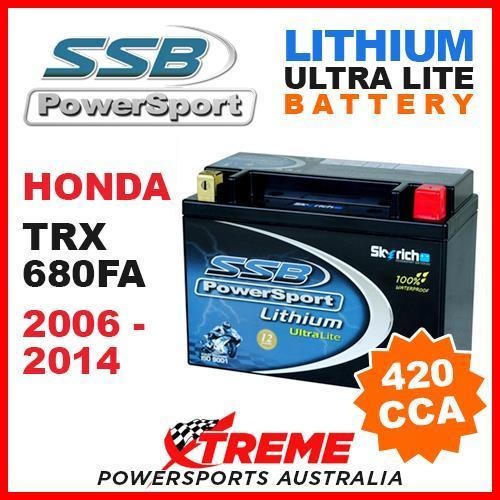 SSB 12V LITHIUM ULTRALITE 420 CCA BATTERY HONDA TRX680FA TRX 680FA 2006-2014 ATV