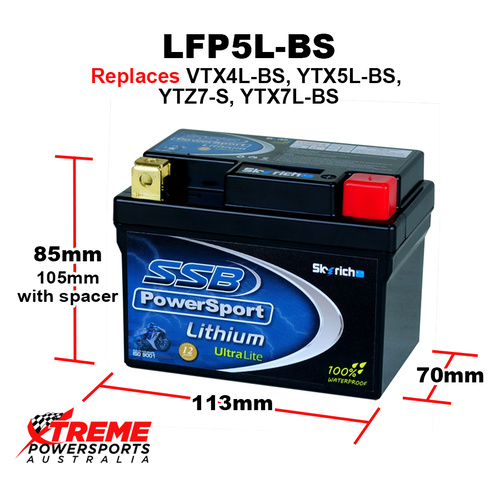 SSB 12V 140CCA LFP5L-BS Husaberg FS650 FS 650 2003-2007 Lithium Battery YTX4L-BS