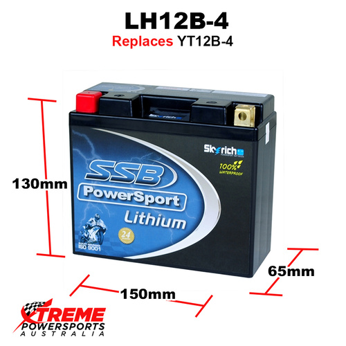 Ducati 1260 Multistrada Pikes Peak 2018 12V 420 CCA Lithium Battery SSB LH12B-4 