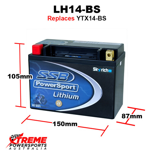 SSB 12V 425 CCA LH14-BS Honda VT750C CHAIN DRIVE 1997-2004 SSB Lithium Battery