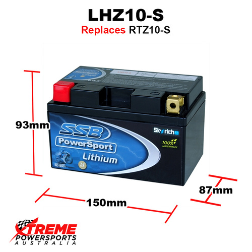 SSB 12V 400 CCA LHZ10-S Aprilia 1000 TUONO V4R 2011-2014 SSB Lithium Battery