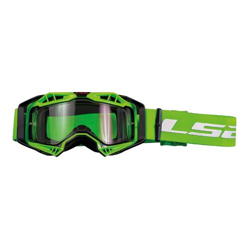 LS2 Aura Adult MX Off-Road Goggle Hi-Viz Green w/ Clear Lens Pinlock Dirtbike