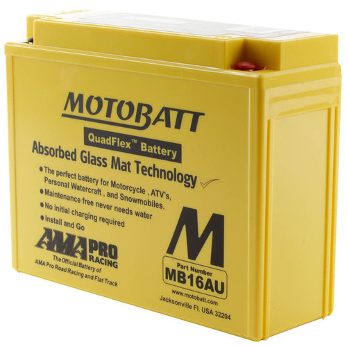 Motobatt MB16AU 12V AGM Battery 20.5Ah 230CCA Repl YB16AL-A2