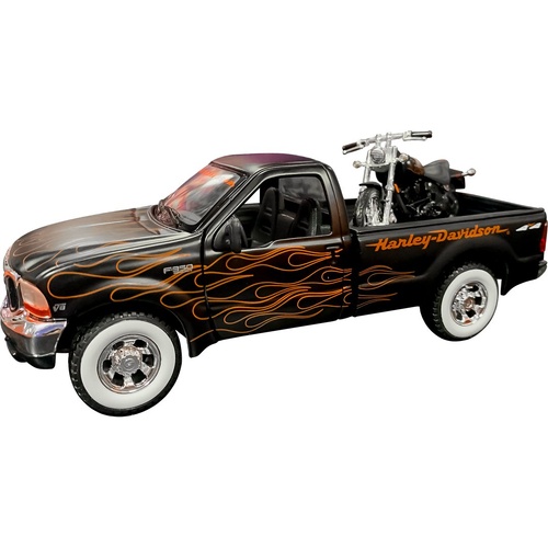 1.24 Maisto Ford F-350 Pick-Up With Night Train 2002 Bike Model