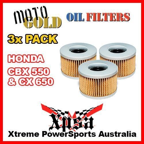 3 PACK MOTO GOLD OIL FILTER HONDA CBX 550 CBX 550 CX 650 CX650 OF1 KN111