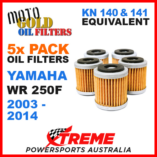 5 PACK YAMAHA WR250F WRF250 2003-2014 MOTO GOLD MX OIL FILTER KN 140 141 OF13