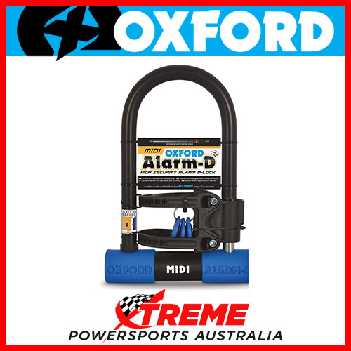 Oxford Security 14mm Shackle Midi D-lock with Integral Alarm MX Bike