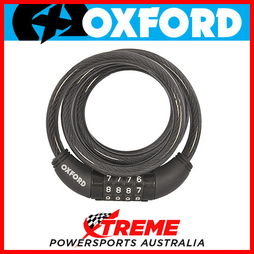 Oxford Security 1.8m Black Combi8 Resetable Combi Lock MX Motorcycle Bike