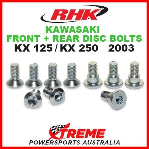 RHK FRONT + REAR HEAVY DUTY BRAKE DISC BOLT SET KAWASAKI KX125 KX250 2003 MOTO