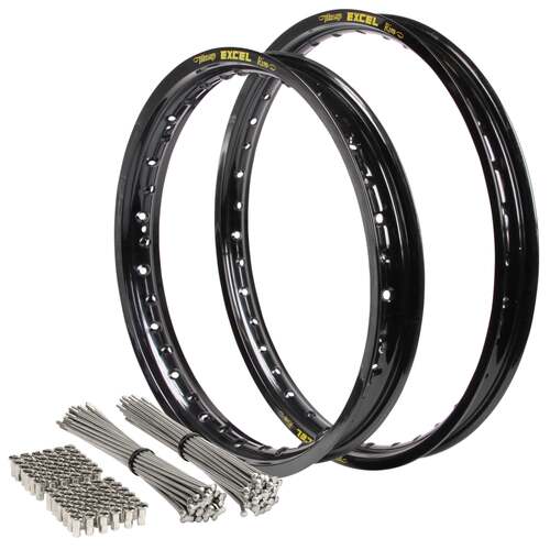 Husaberg TE 125 2012-2014 21/18 OEM Front/Rear Black Excel Rim & Bulldog Spoke Set